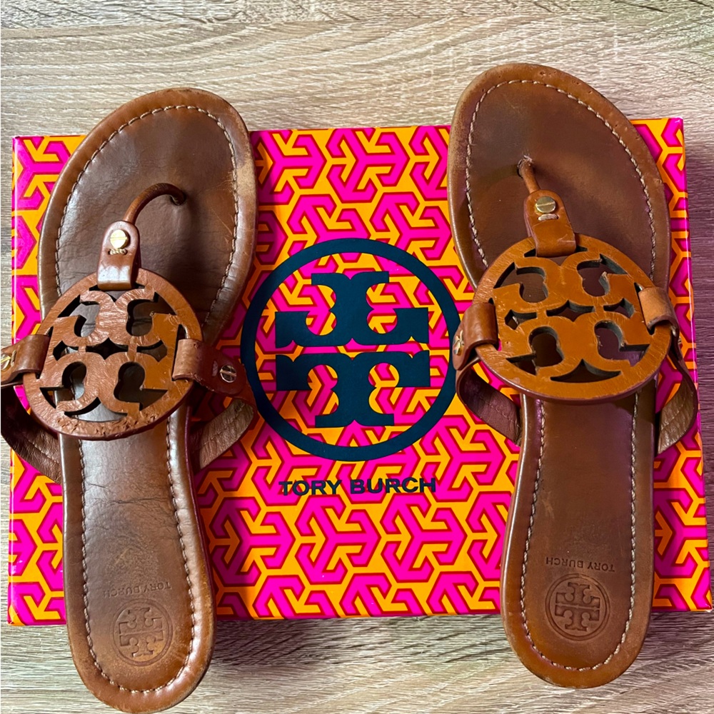Tory Burch Miller Sandals Tan Leather